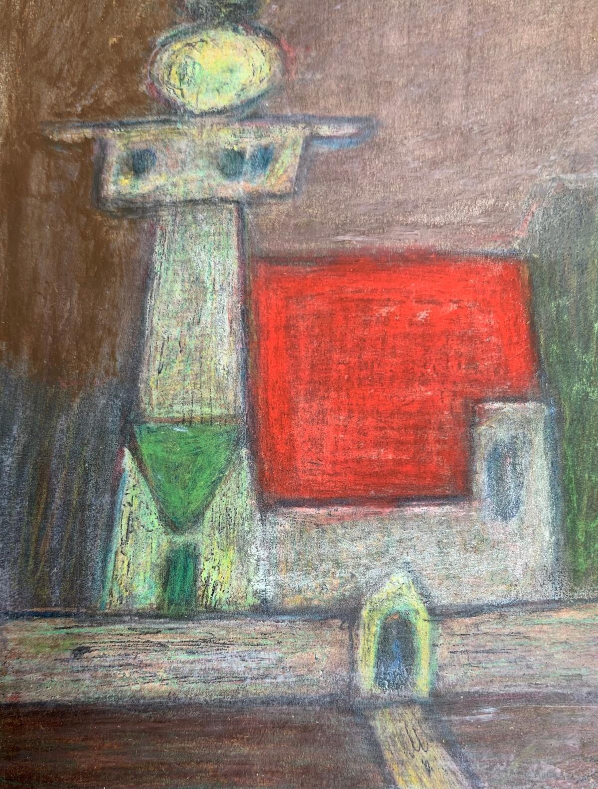 A temple. Mixed media drawing, Colorful, Small scale, Polish artist - Art by Eugeniusz Tukan-Wolski