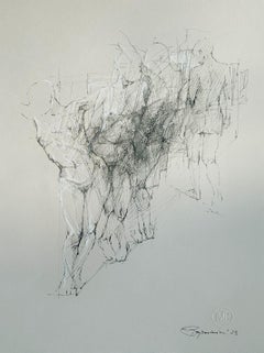Nude. Mixed Media Drawing, Figurative, Subtle, Sketchy style, Polish art