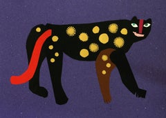 Una pantera. Cartavetrata e gouache, Animale, Figurativo, Artista polacco