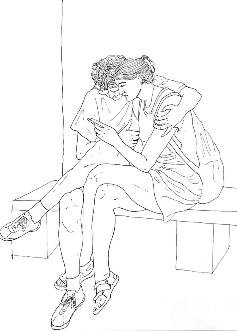 A Couple - Contemporary drawing, Young art, Minimalism, Social commentary