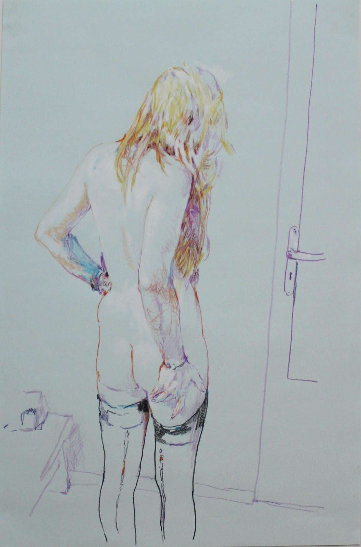 Leszek Zegalski Nude – Ein Akt. Zeitgenössische Zeichnung, Weiblicher Akt, Polnische Künstlerin