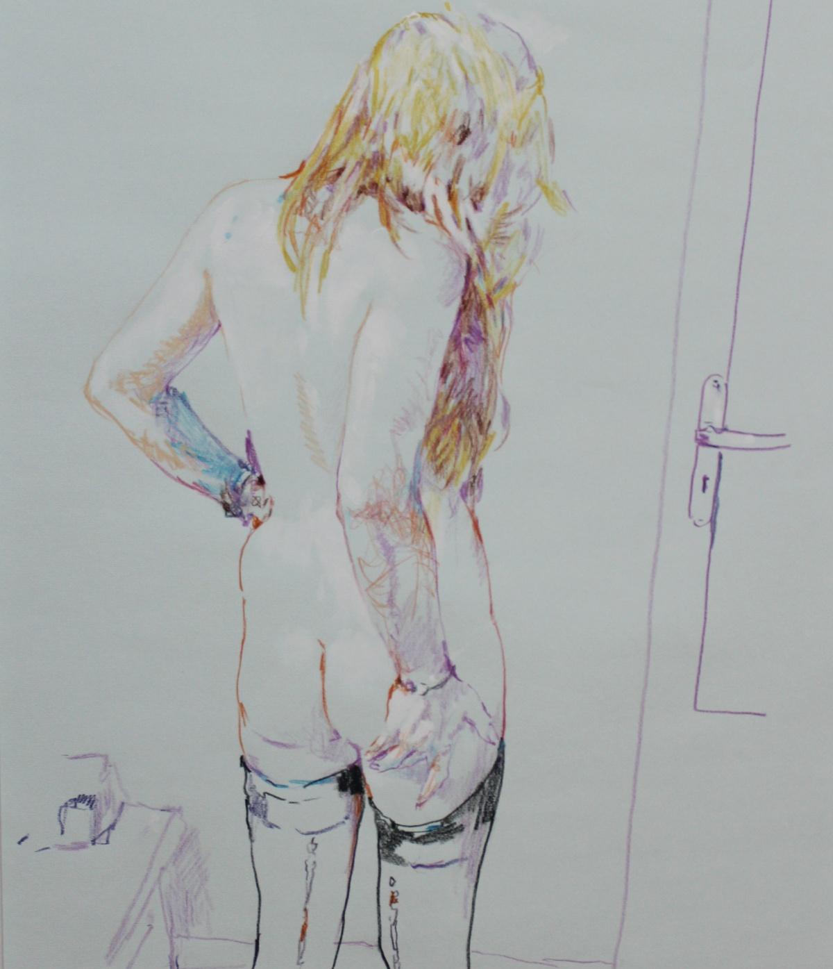 Ein Akt. Zeitgenössische Zeichnung, Weiblicher Akt, Polnische Künstlerin – Art von Leszek Zegalski