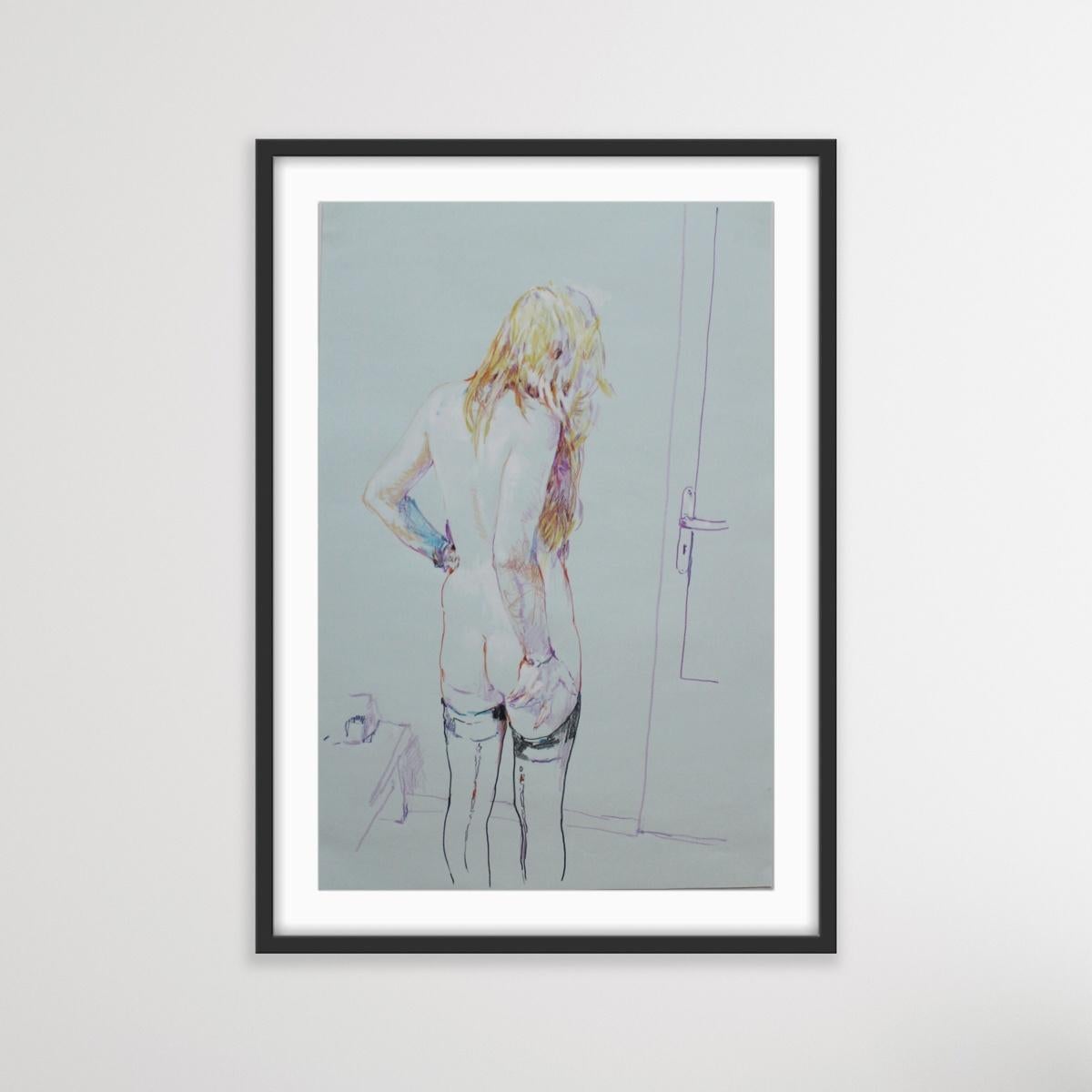 Ein Akt. Zeitgenössische Zeichnung, Weiblicher Akt, Polnische Künstlerin (Grau), Nude, von Leszek Zegalski