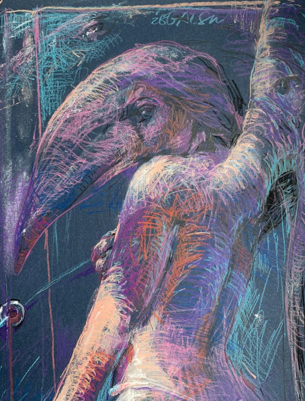 Un nudo. Disegno contemporaneo, Fantasia, Nudo femminile, Artista polacco - Nude Grigio di Leszek Zegalski