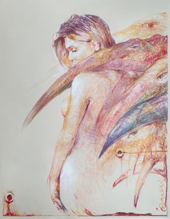 A nude. Contemporary drawing, Fantasy, Female nude, Polish artist