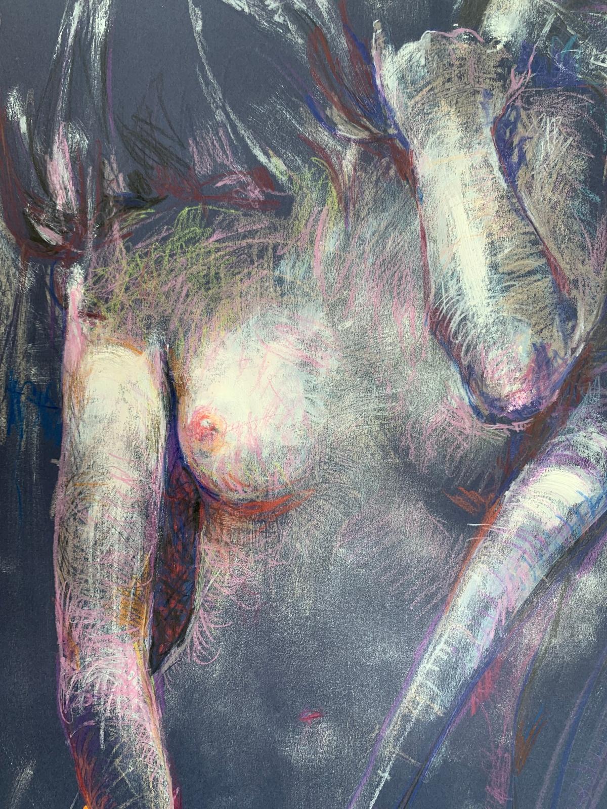 Bonita criatura fantástica azul. Dibujo contemporáneo, Desnudo femenino, Artista polaco - Nude Gris de Leszek Zegalski