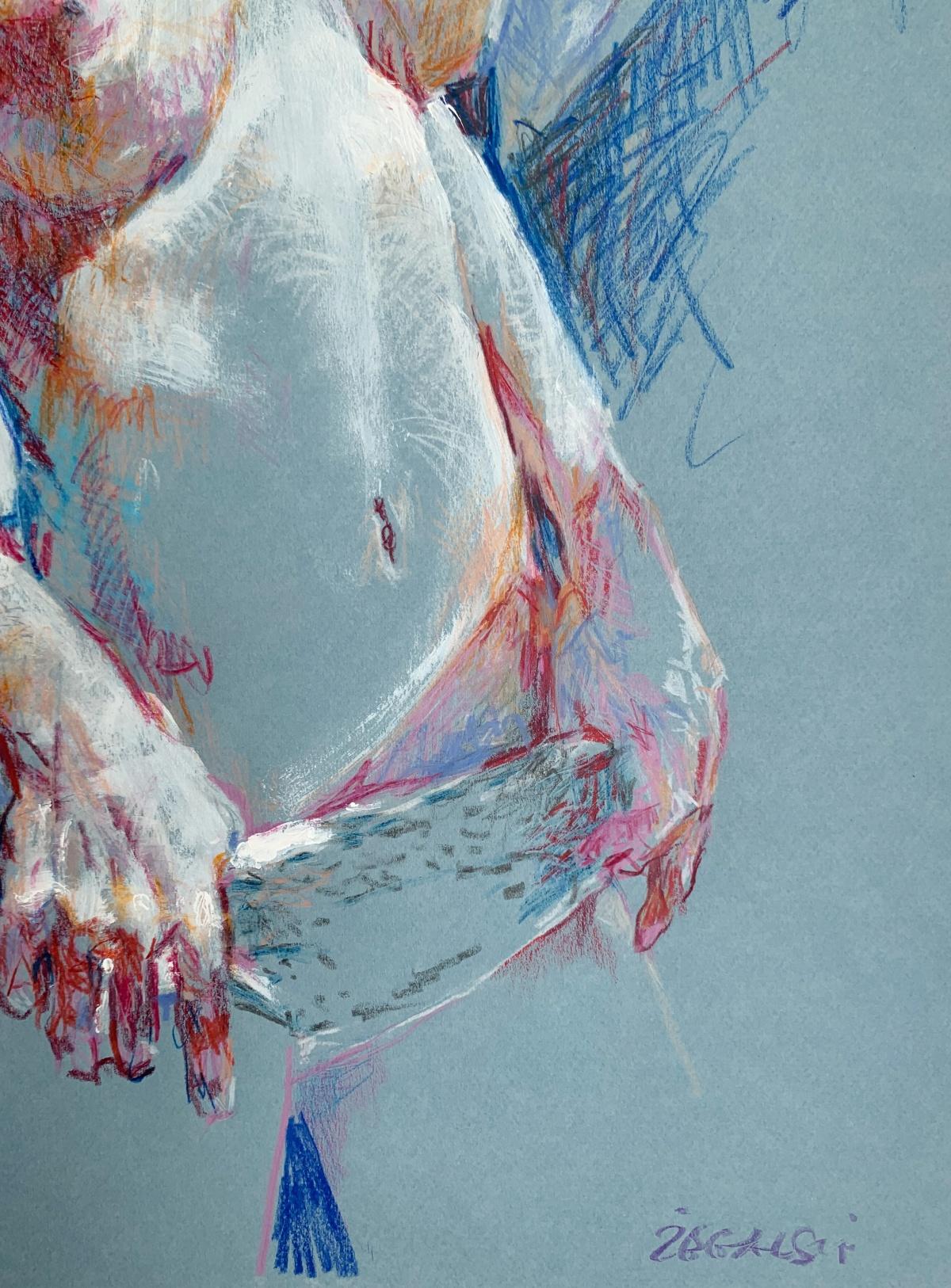 Un nudo. Disegno contemporaneo, Fantasia, Nudo femminile, Artista polacco - Nude Grigio di Leszek Zegalski