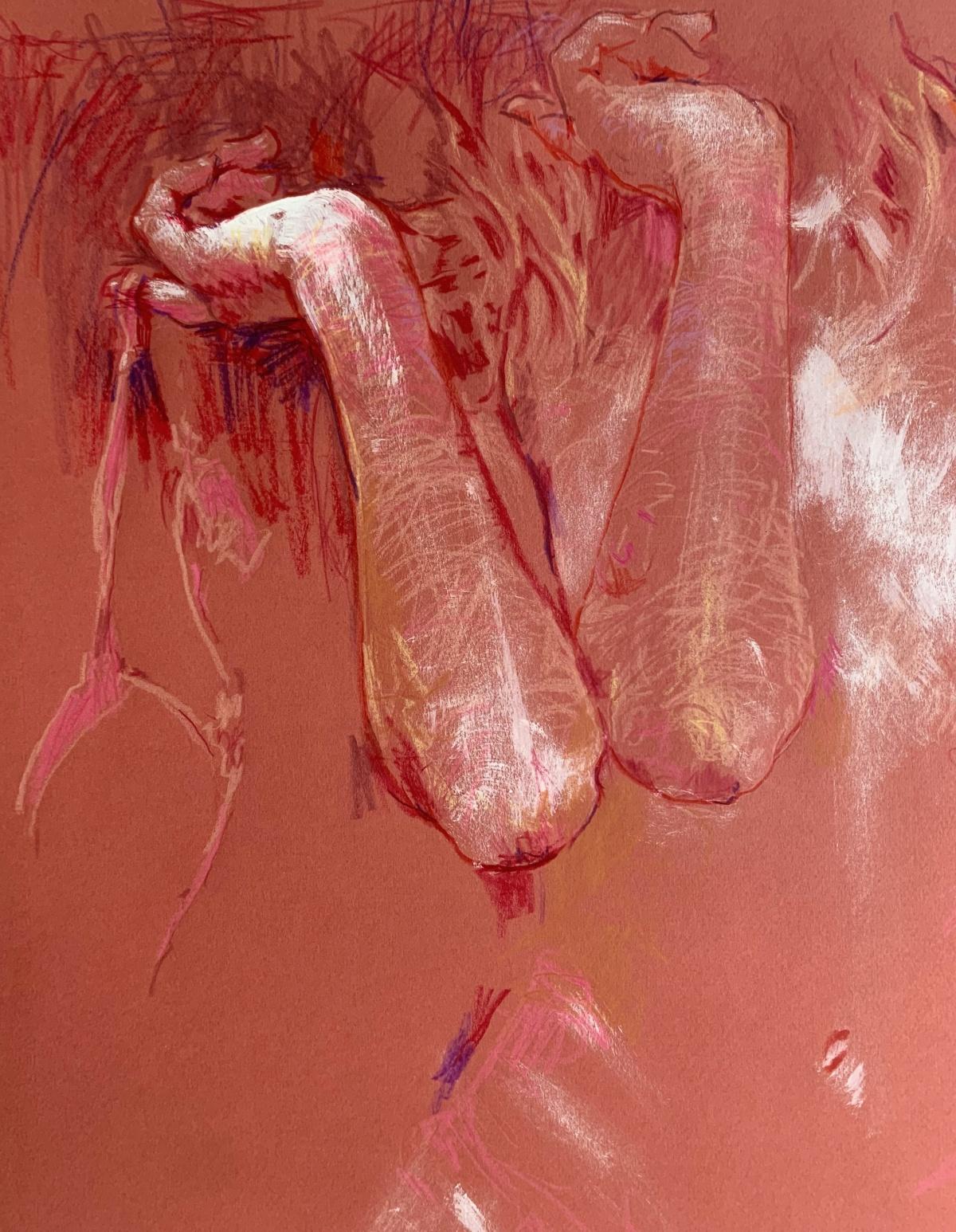 Un nu. Dessin figuratif contemporain, Nu féminin, Artiste polonais - Rose Figurative Art par Leszek Zegalski
