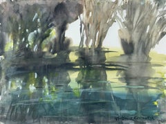 Wasser im Wald. Aquarell, Realistisch, Landschaft, Klassisch, Polnischer Künstler