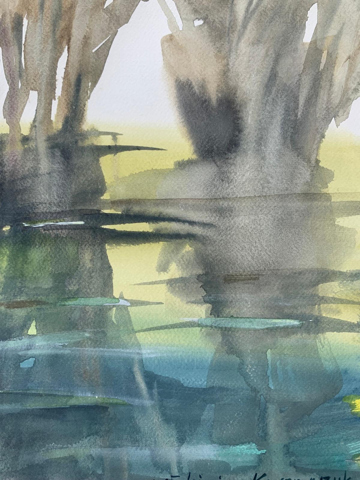 Agua forestal. Acuarela, Realista, Paisaje, Clásico, Artista polaco en venta 1