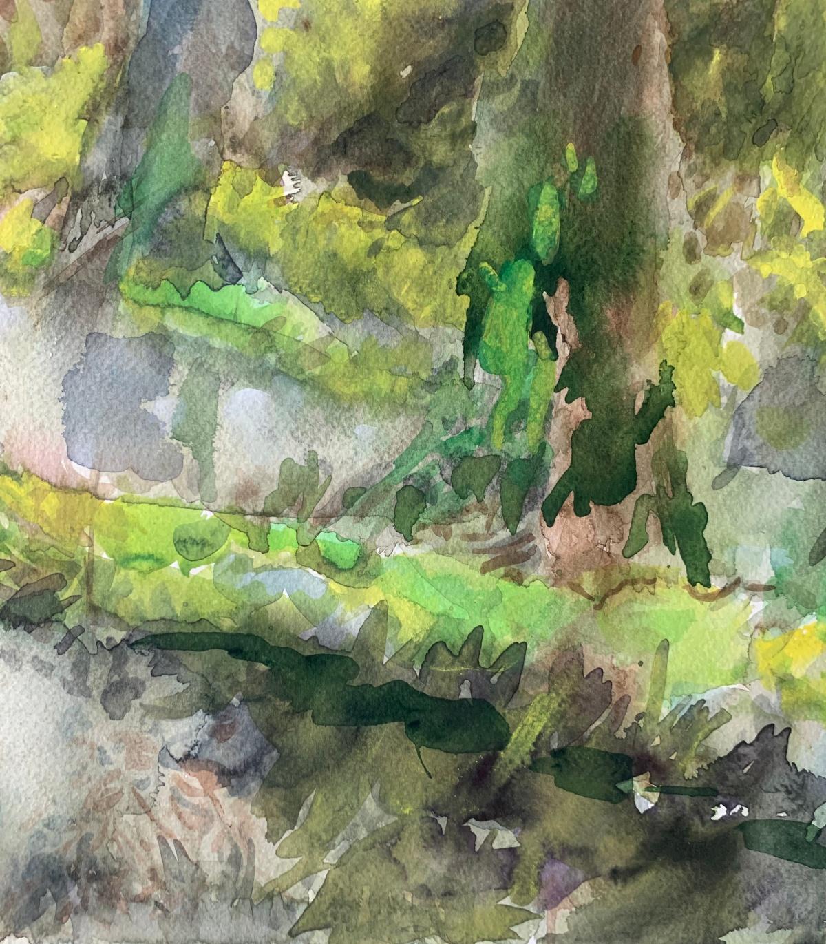 Ein Sumpf. Aquarell, Realistisch, Landschaft, Klassisch, Polnischer Künstler (Sonstige Kunststile), Art, von Włodzimierz Karczmarzyk
