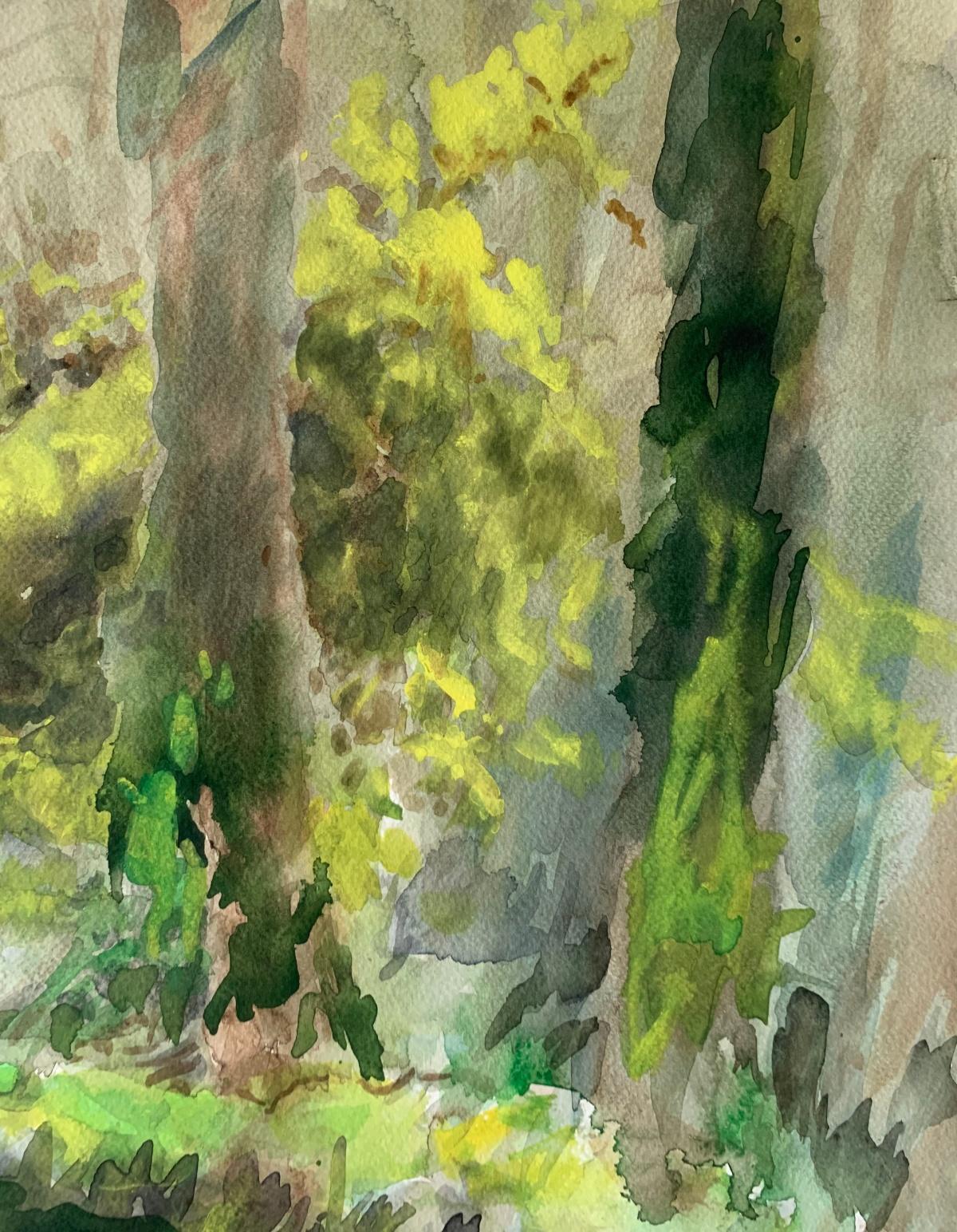 Ein Sumpf. Aquarell, Realistisch, Landschaft, Klassisch, Polnischer Künstler – Art von Włodzimierz Karczmarzyk