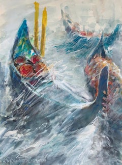 Venise. Acrylique sur papier, Réaliste, Paysage, Marin, Classic, Artiste polonais