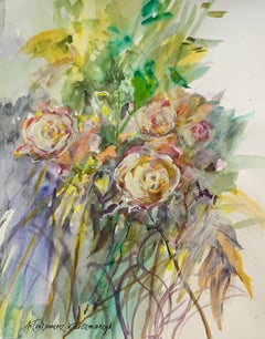 Rosen. Acryl auf Papier, Realistisch, Floral, Klassisch, Polnischer Künstler