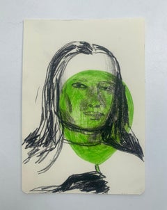 Girl with a baloon Encre et crayons figuratifs, art polonais