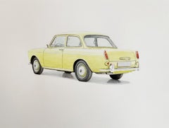 Volkswagen 1500. Figurative realistische Acrylmalerei auf Papier, Polnische Kunst, Auto