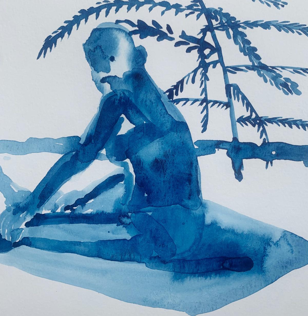Caldo. Disegno figurativo monocromatico ad acquerello, arte polacca - Art di Hanna Ilczyszyn