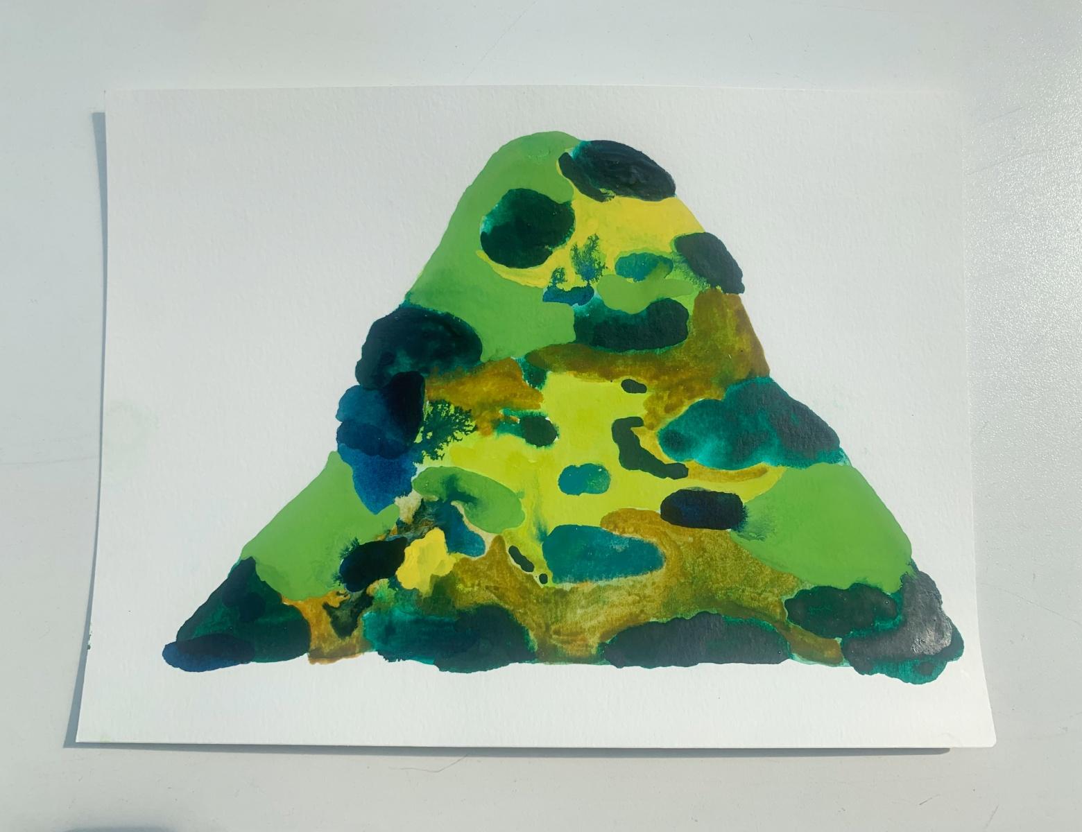 Contemporary abstract watercolor on paper painting by Polish artist living in Belgium Hanna Ilczyszyn. Artwork was created by Ilczyszyn during her stay at art residency in Nocefresca in Italy. This piece is an impression of what colors and shapes