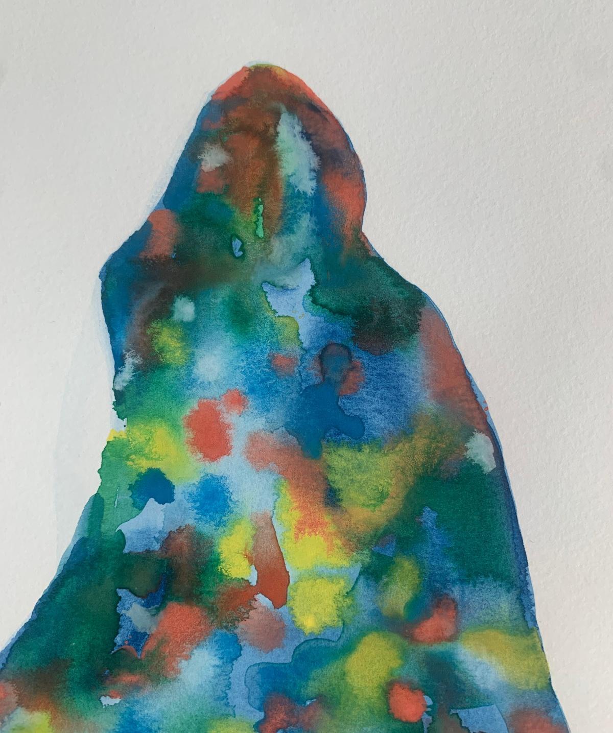 Nocefresca. Disegno astratto ad acquerello, Colorato, Artista polacco - Figurative Art Grigio di Hanna Ilczyszyn