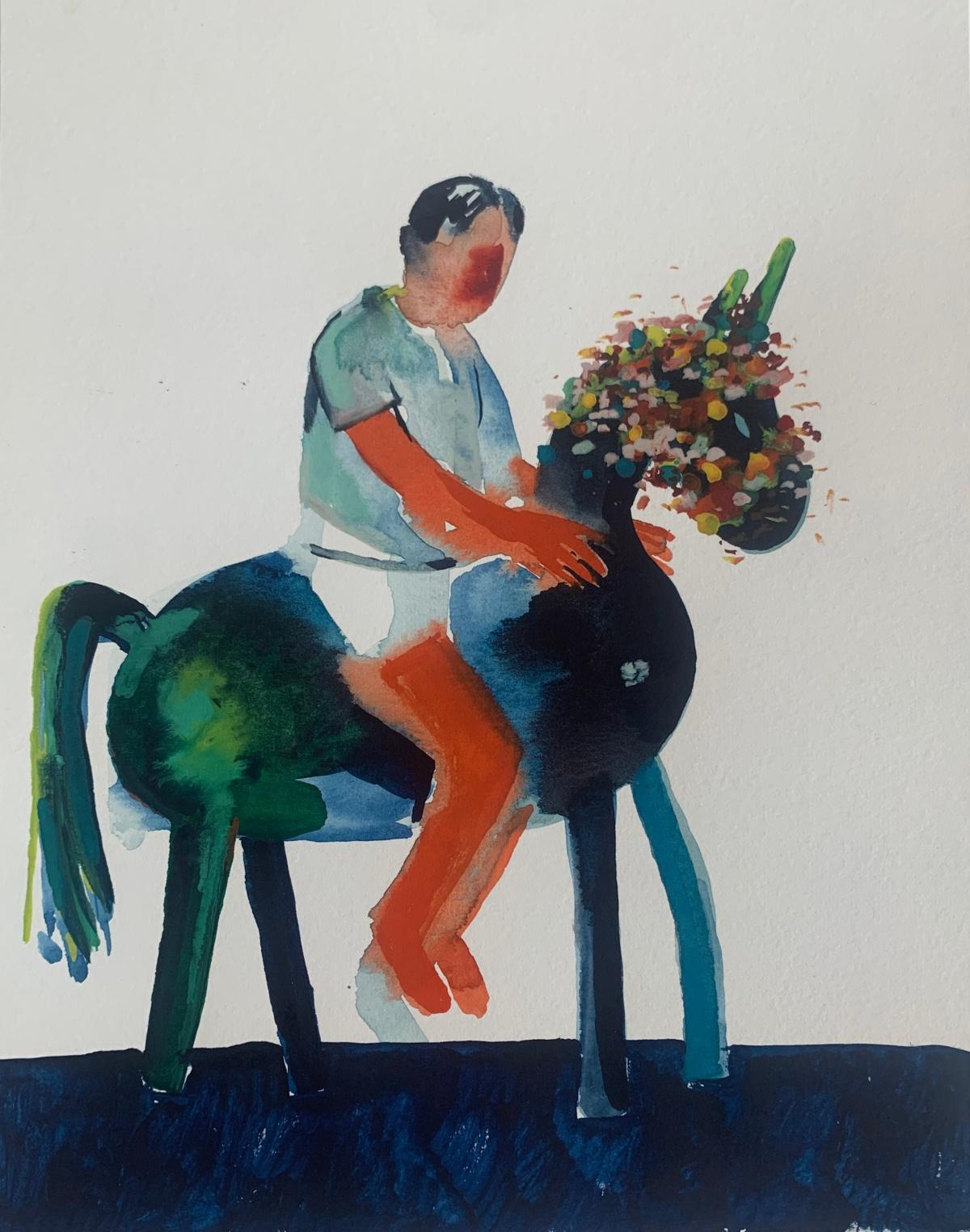 Figurative Art di Hanna Ilczyszyn - Nocefresca. Disegno figurativo colorato ad acquerello, artista polacco