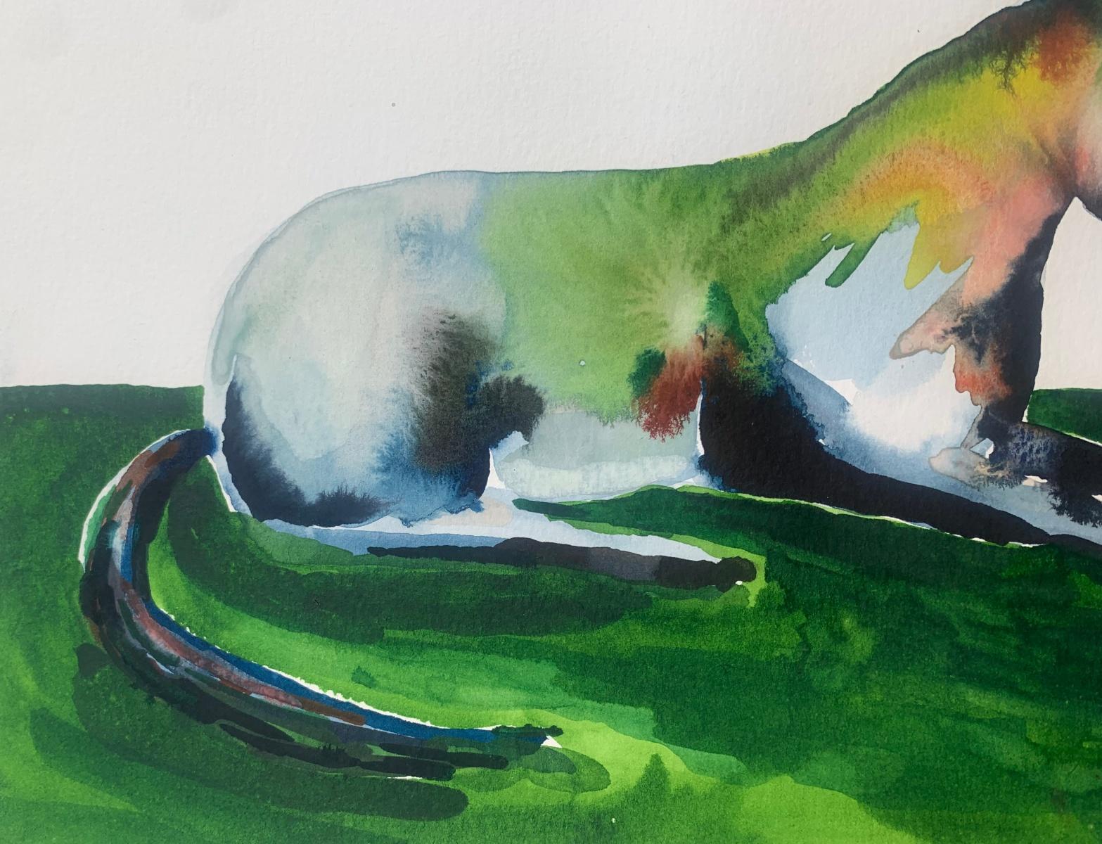Nocefresca. dessin figuratif coloré, cheval, artiste polonais - Art de Hanna Ilczyszyn
