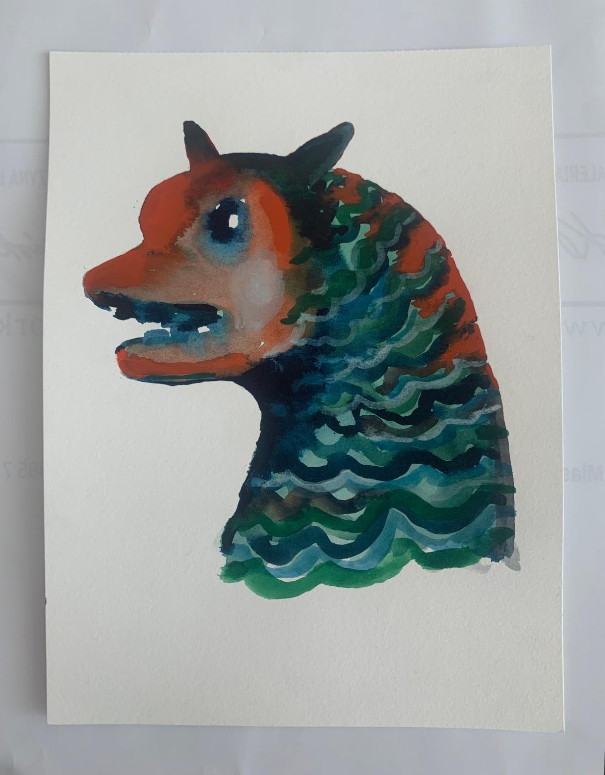 Nocefresca. dessin figuratif coloré, artiste polonais - Gris Figurative Art par Hanna Ilczyszyn