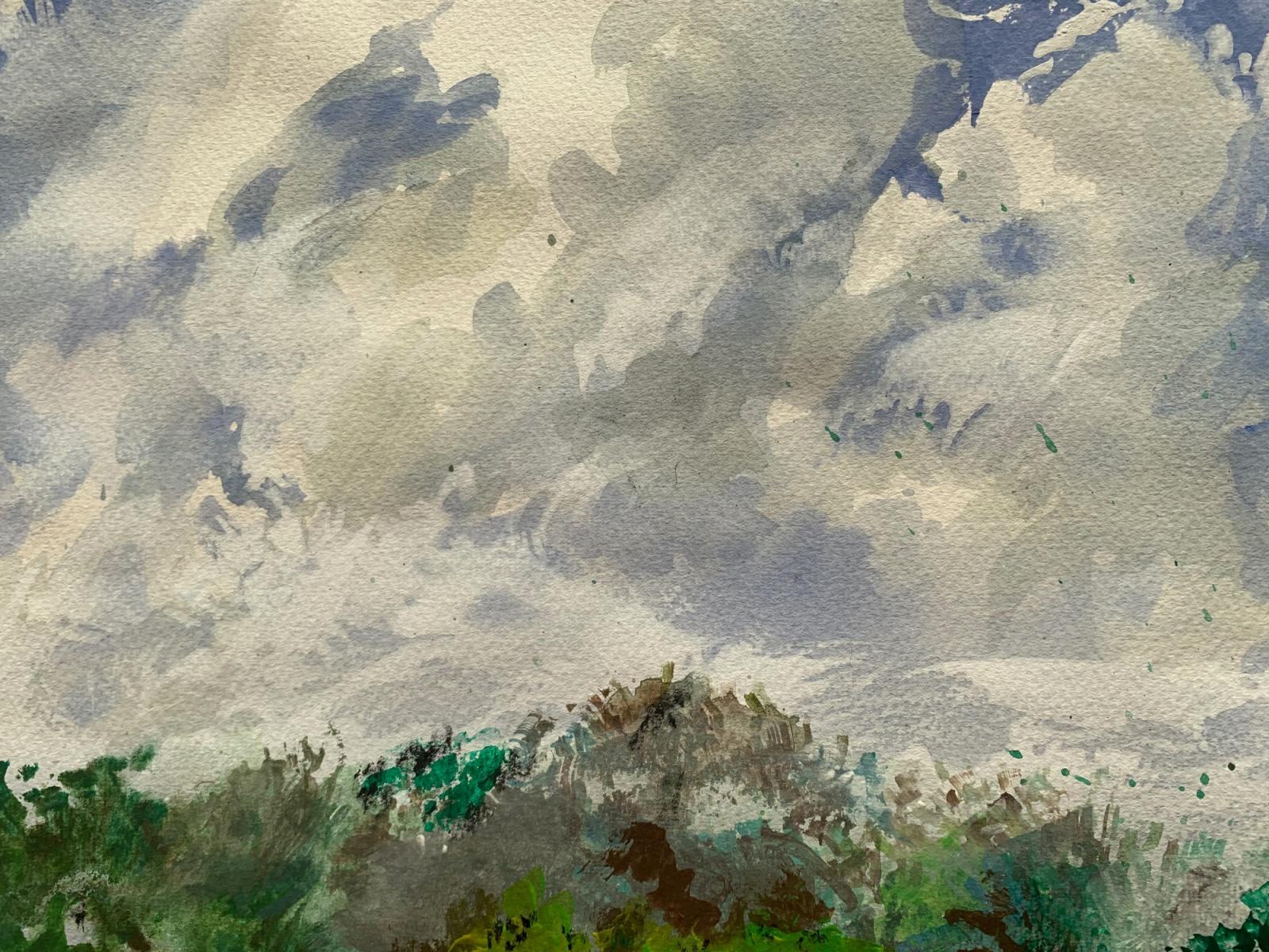 Cimientos del pinar. Acrílico sobre papel, Paisaje, Clásico, Arte polaco - Landscape Art Marrón de Włodzimierz Karczmarzyk