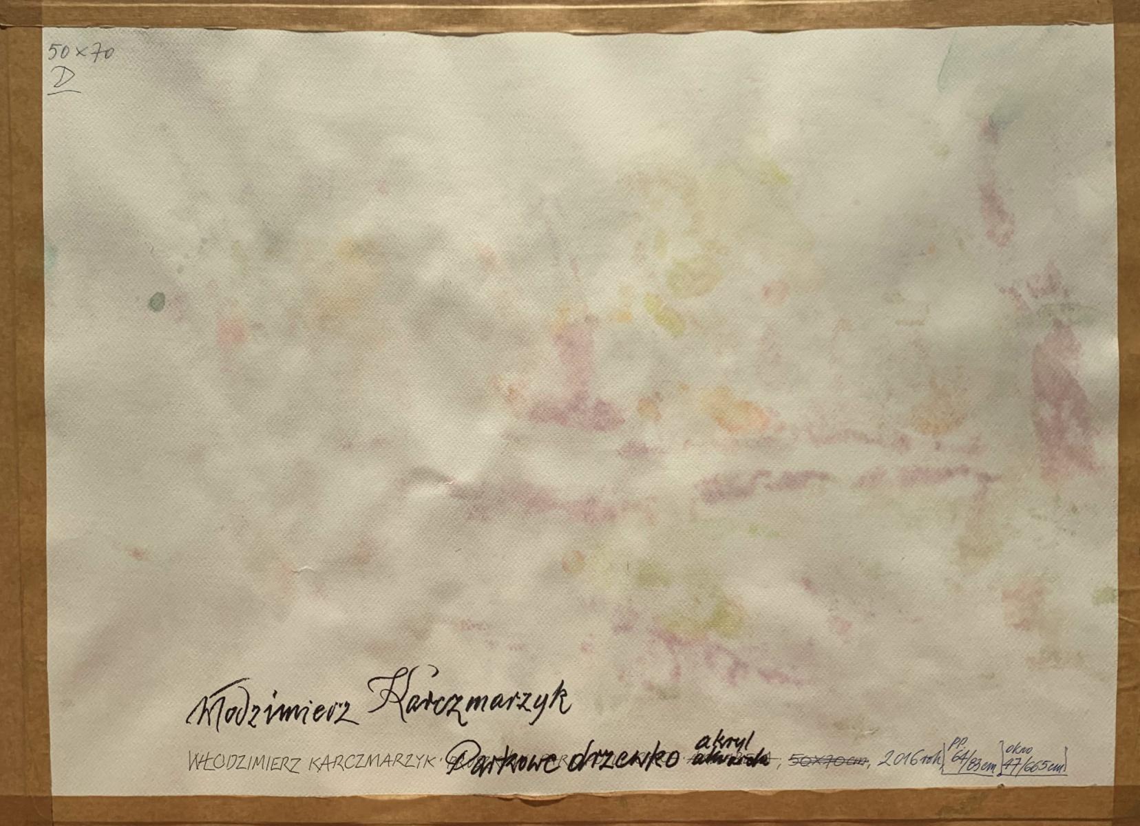 Peinture contemporaine à l'acrylique et à l'aquarelle sur papier de l'artiste polonais Wlodzimierz Karczmarzyk. Le titre est 