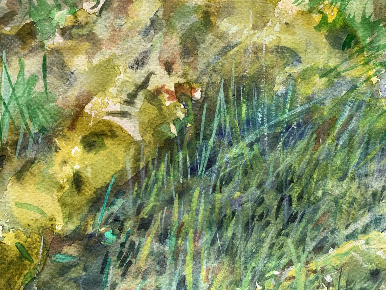 Périphérie forestière. Aquarelle sur papier, Paysage, Classic, Polish artist - Vert Landscape Art par Włodzimierz Karczmarzyk