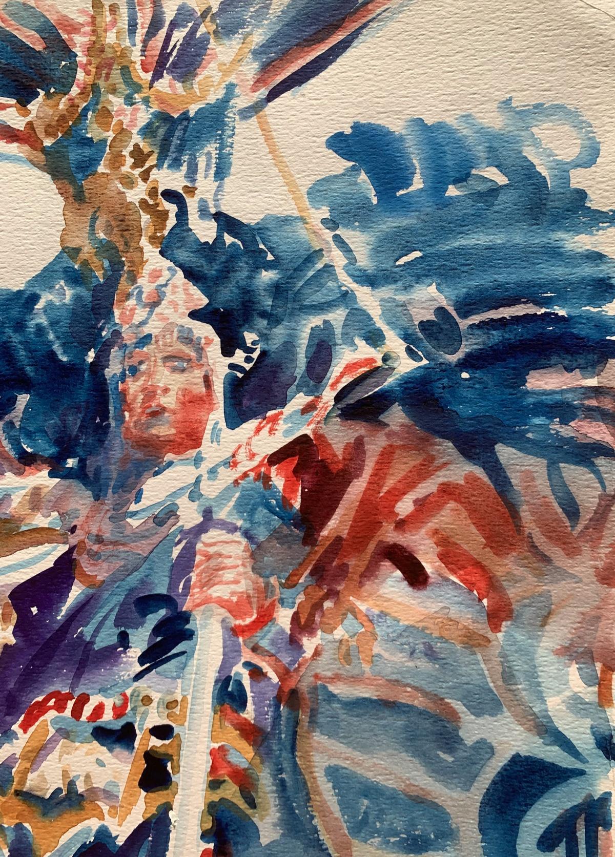 Sharjah, Brasilian dancers. Watercolor on paper, Classic, Polish artist For Sale 1