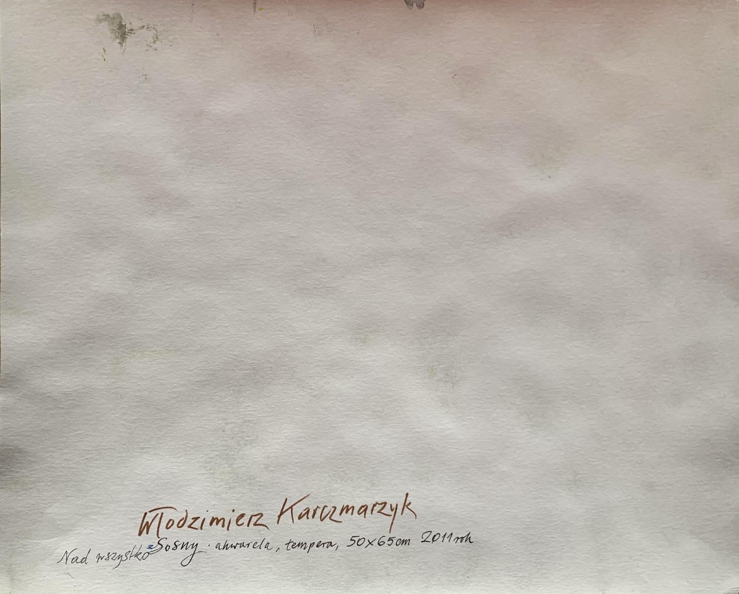 Peinture contemporaine à l'aquarelle et à la détrempe sur papier de l'artiste polonais Wlodzimierz Karczmarzyk. Le titre est 