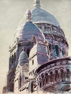 Sacre Coeur, Francia. Acrilico su carta, Classico, artista polacco