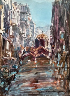 Thessaloniki, Griechenland. Acryl auf Papier, Architektur, Classic, Polnischer Künstler