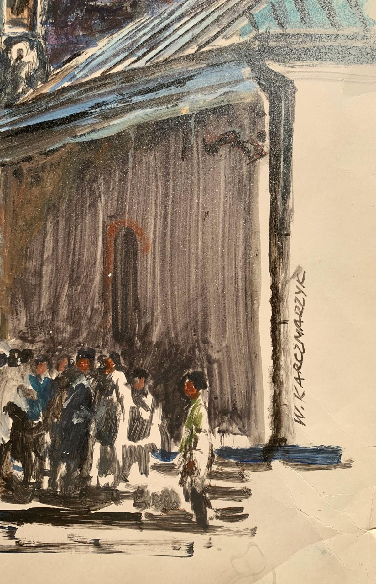 Kiew, Lavra. Acryl auf Papier, Architektur, Classic, Polnischer Künstler (Grau), Figurative Art, von Włodzimierz Karczmarzyk