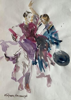 Bagdad, Paar Tänzerinnen. Aquarell auf Papier, Classic, Polnischer Künstler
