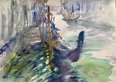 Venice, gondolas. Watercolor on paper, Realistic, Marine, Classic, Polish art