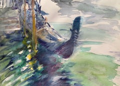 Venice, gondolas. Watercolor on paper, Realistic, Marine, Classic, Polish art