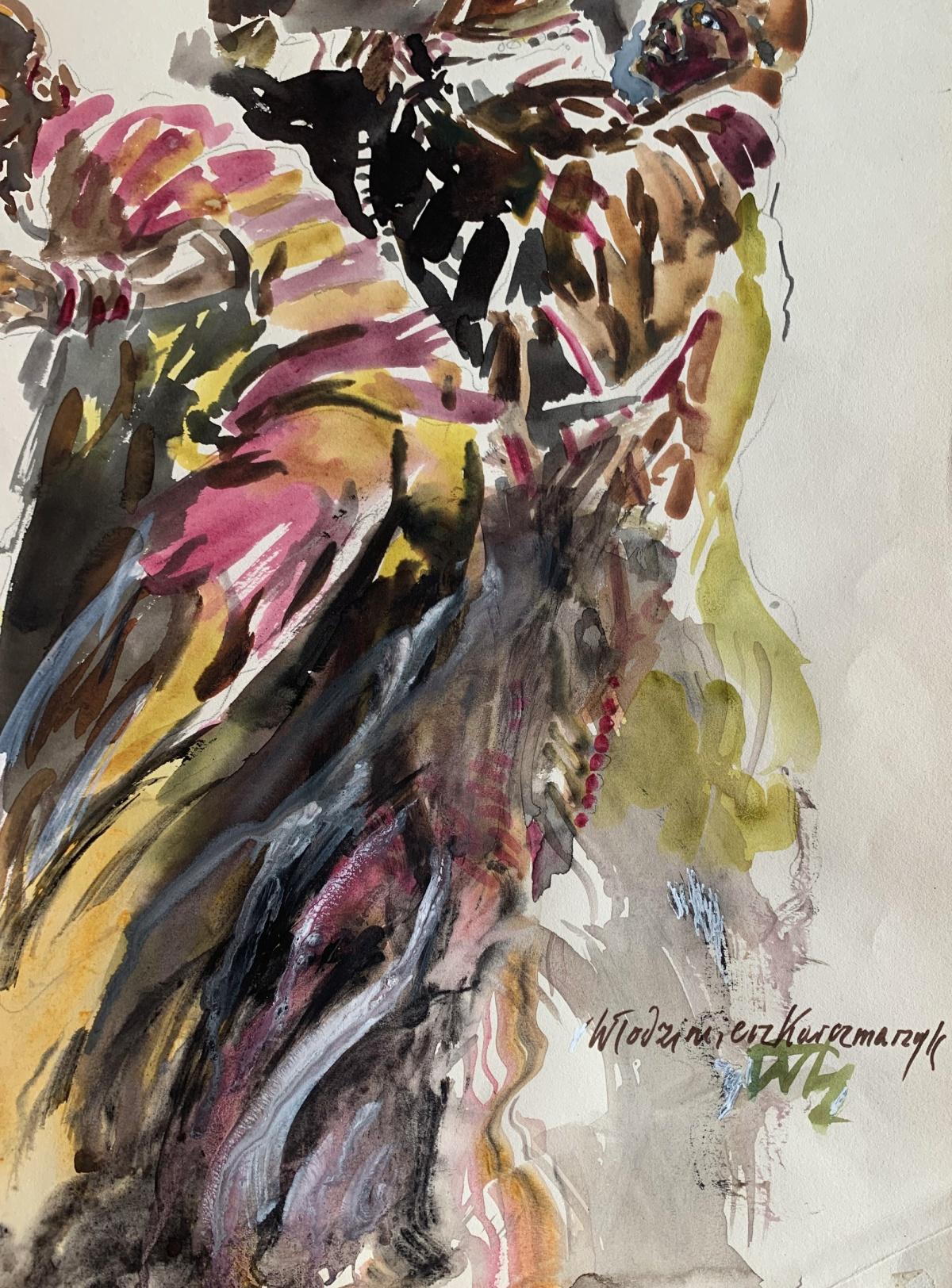 Sharjah, baile Masai. Acuarela sobre papel, Figurativo, Clásico, Artista polaco en venta 1