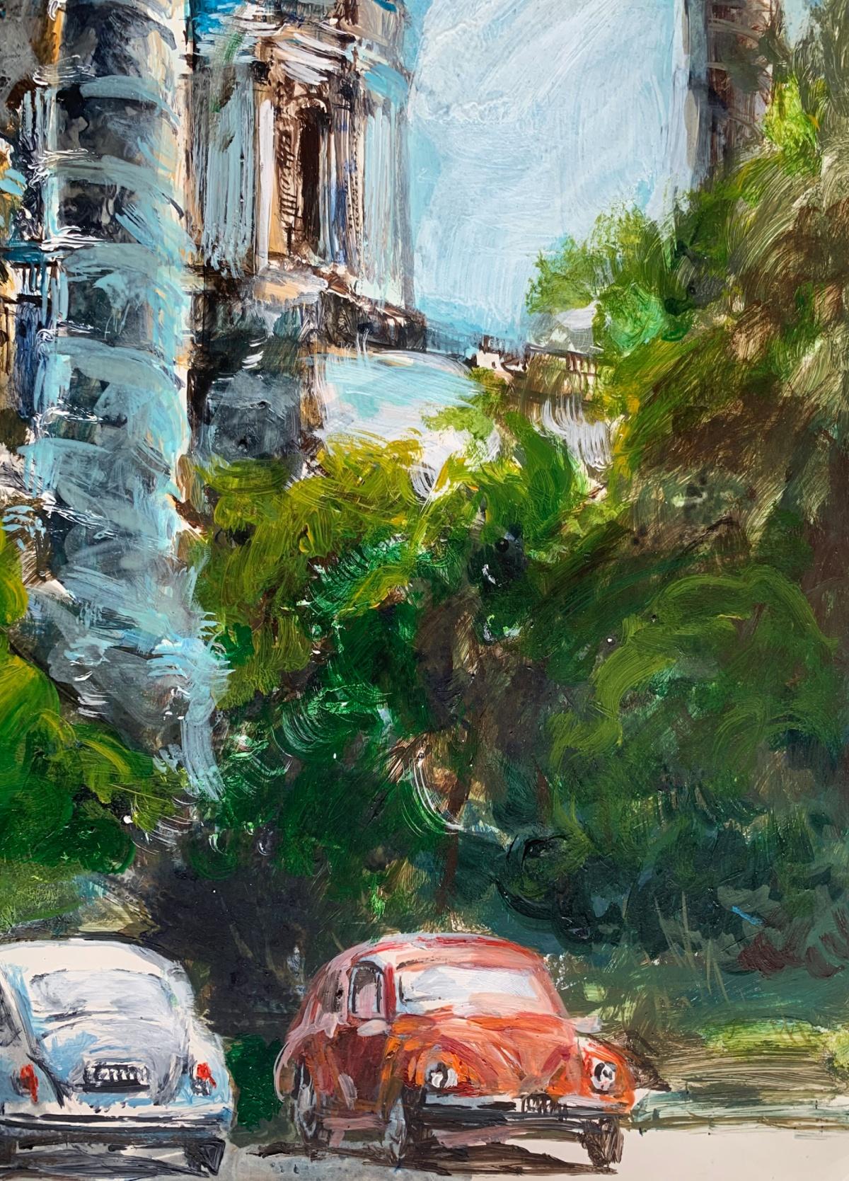 Church's in Wien. Acryl auf Papier, Architektur, Classic, Polnischer Künstler (Sonstige Kunststile), Art, von Włodzimierz Karczmarzyk