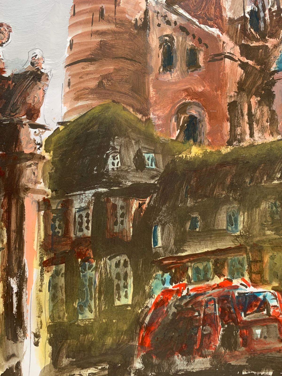 Mainz, église Protestante. Acrylique sur papier, Architecture, Classic, Polish artist - Art de Włodzimierz Karczmarzyk