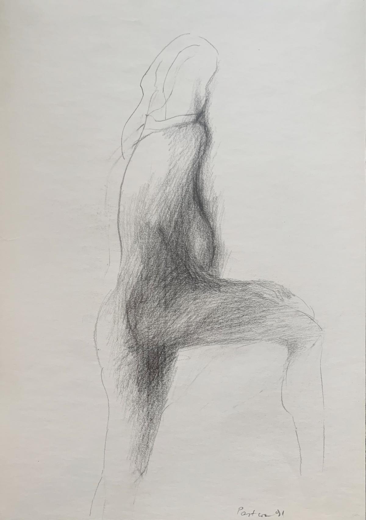 Antoni Janusz Pastwa Nude - A nude. Pencil drawing, Minimalistic, Figurative, Monochromatic, Polish artist