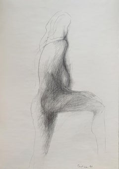 Un nu. Dessin au crayon, Minimaliste, Figuratif, Monochromatique, Artiste polonais