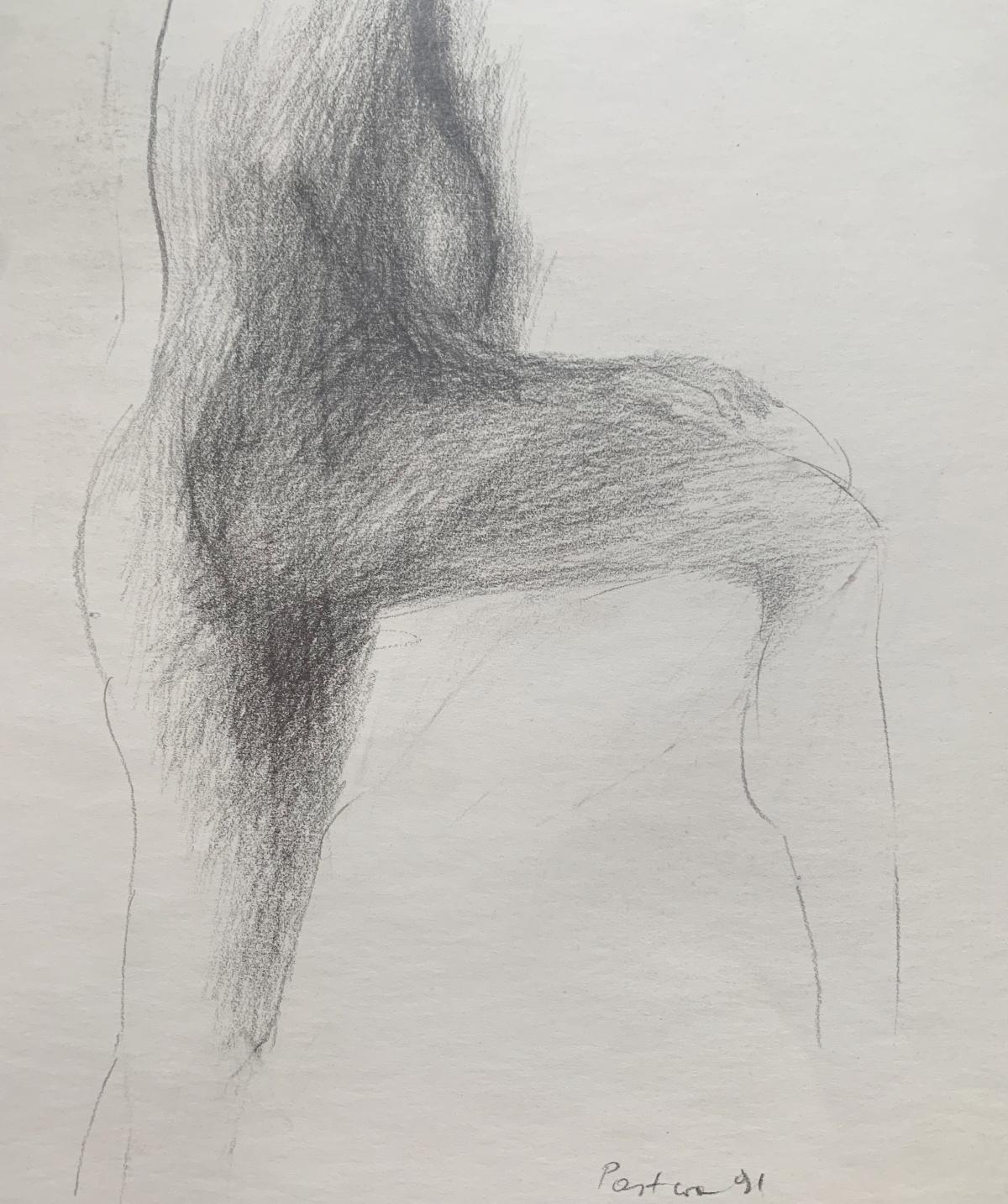 A nude. Pencil drawing, Minimalistic, Figurative, Monochromatic, Polish artist - Gray Nude by Antoni Janusz Pastwa