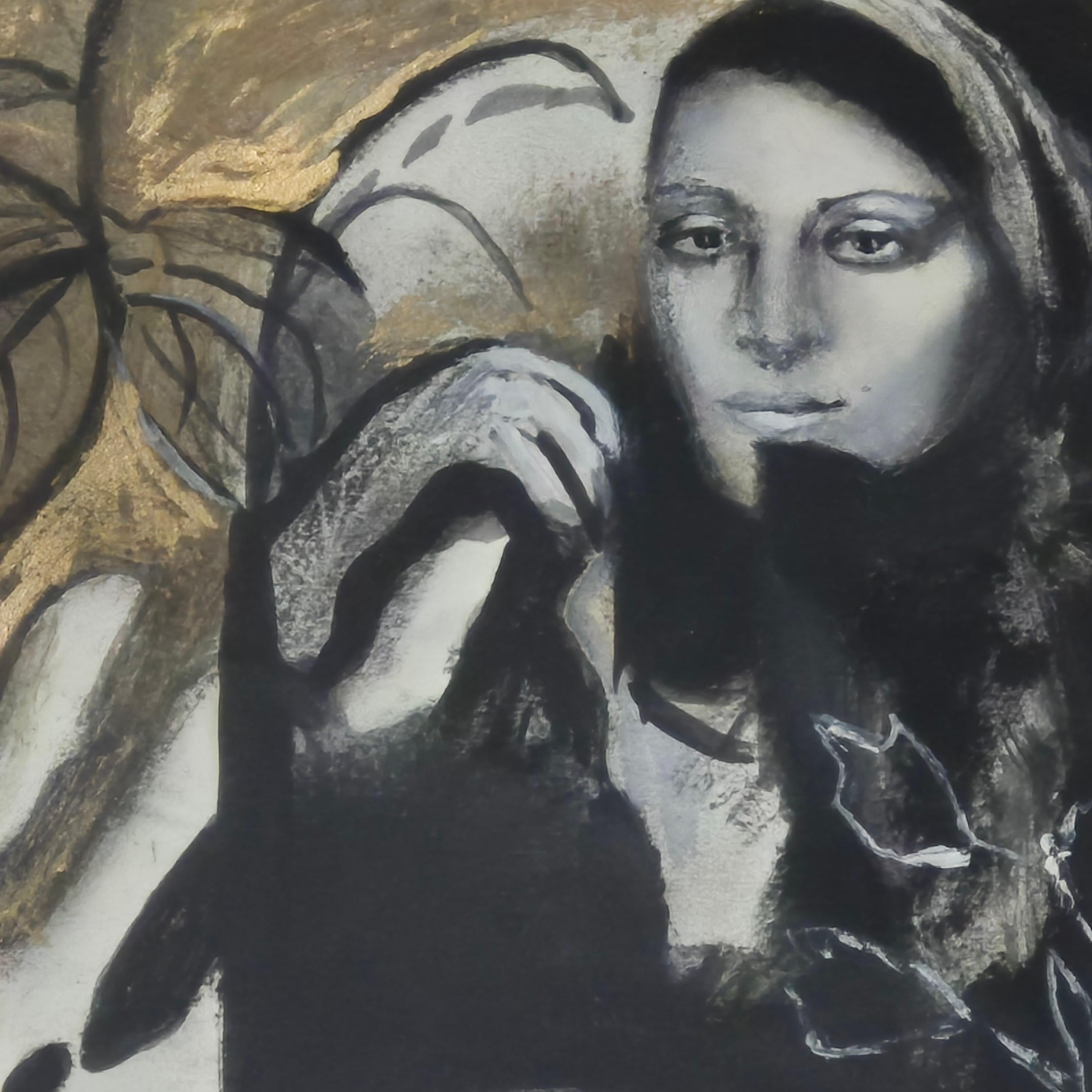 Spaziergang durch den ZOO. Mixed-Media-Zeichnung, Schwarz-Weiß, polnischer Künstler – Art von Zofia Anna Misiak
