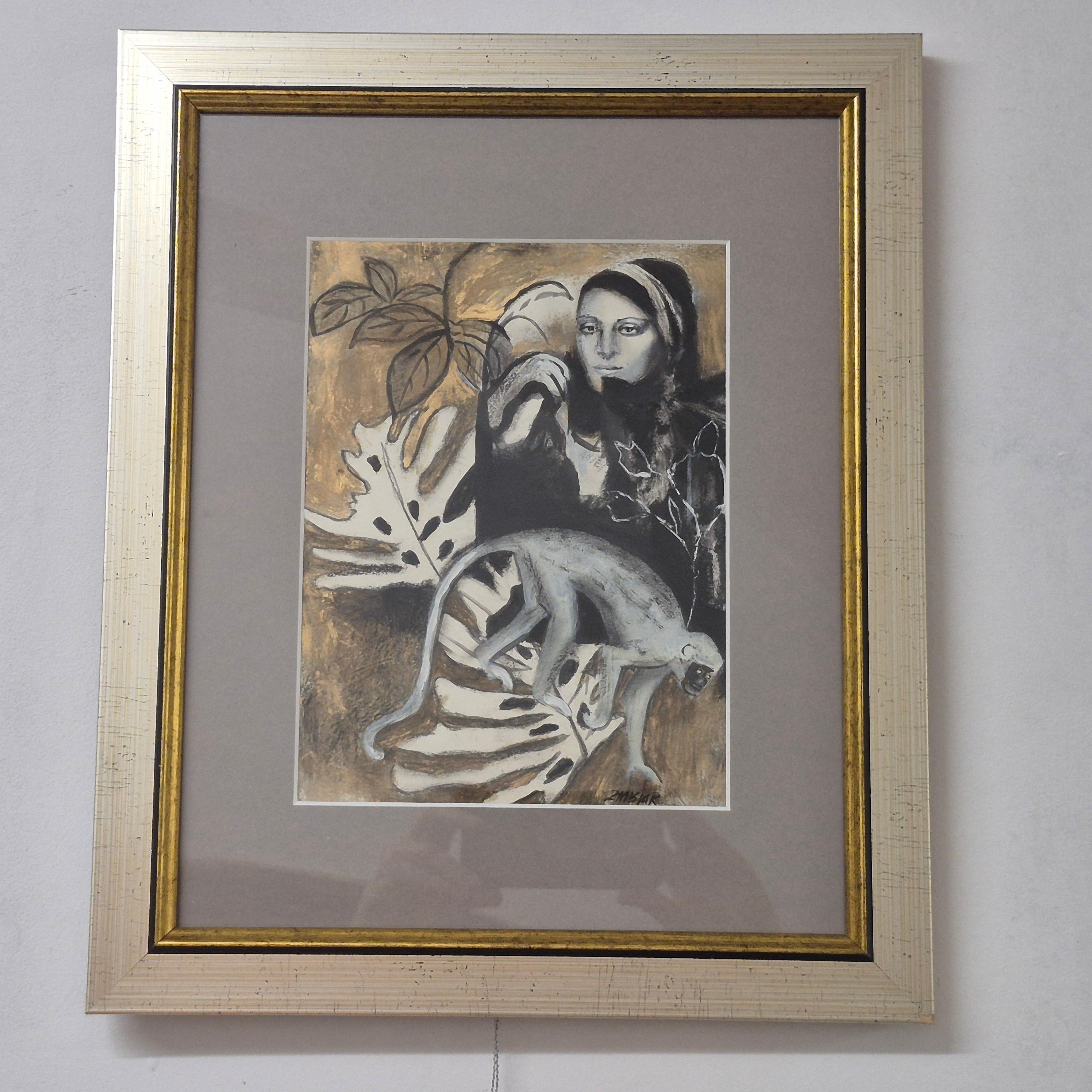 Spaziergang durch den ZOO. Mixed-Media-Zeichnung, Schwarz-Weiß, polnischer Künstler im Angebot 2