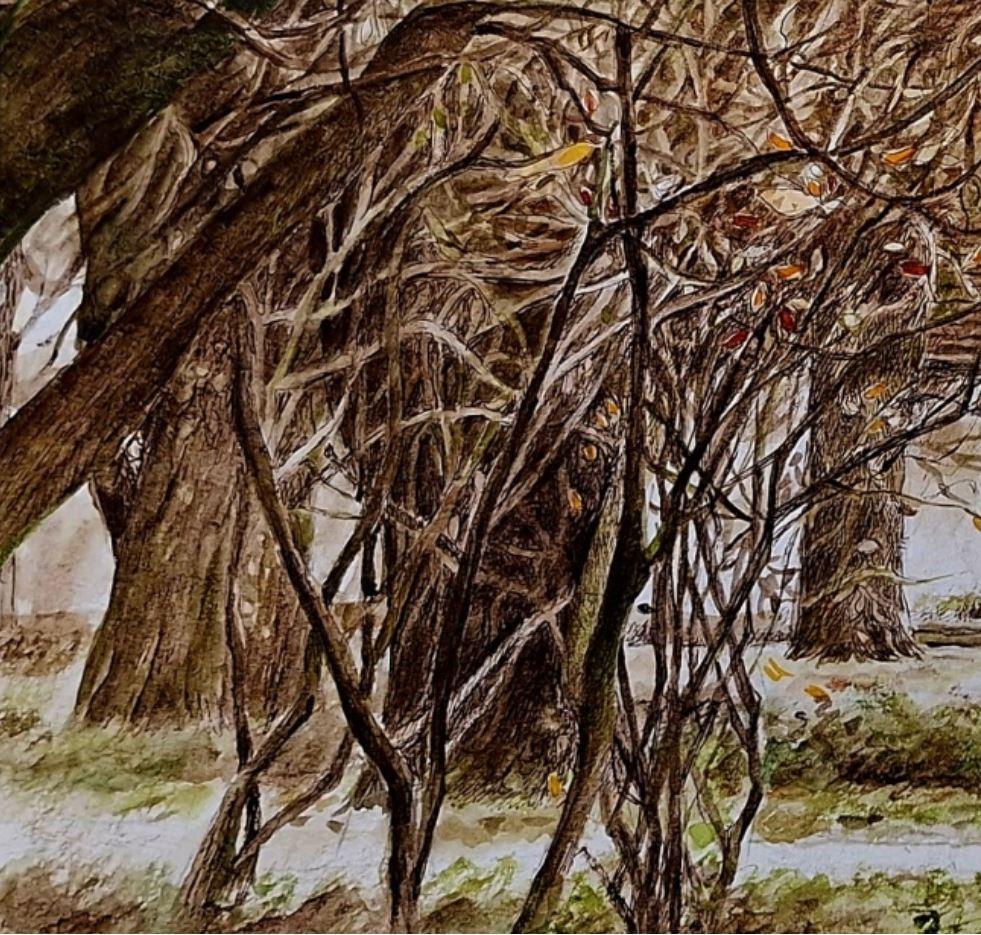 Żelazowa Wola. Dessin figuratif, Architecture, Réaliste, Artiste polonais en vente 2