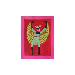 A Bat-Woman Papercut et gouache, Super Hero, Figurative, Wonder Woman
