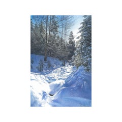 A Winter Valley – Large Contemporary Mountain Landscape Watercolour Painting