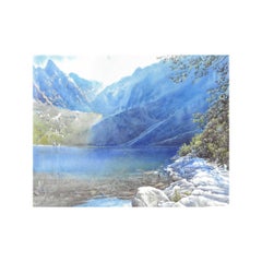 Tatra Highland Lake – Large Mountain Landscape Watercolor by Michał Suffczynski