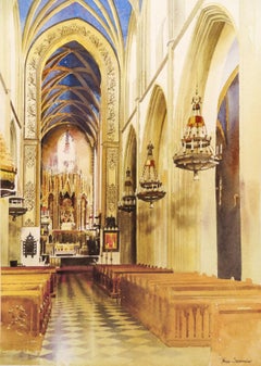 Cracow- Dominicain Church – Large Architectural Watercolor by Michał Suffczynski